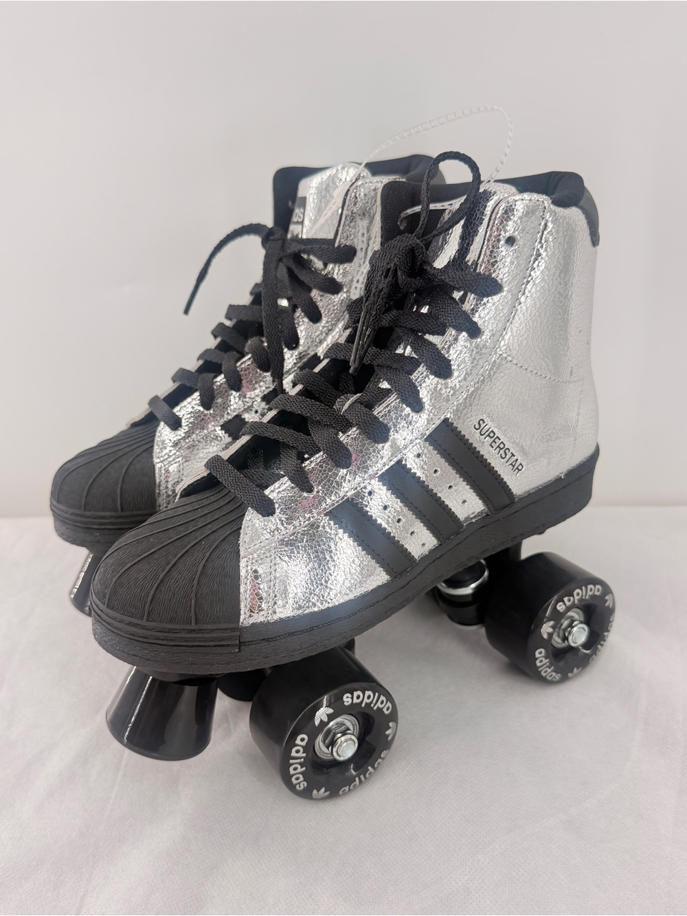 Adidas Superstar Roller Skates Silver Black Womens 5.5 New No Box Quad Skate